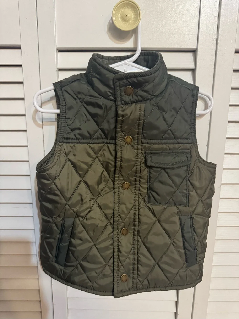 NWOT 2T Janie and Jack The Quilted Barn Vest Olive Green
